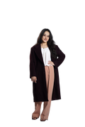 Women's Elegant Long Wool Blend Overcoat – Deep Plum | Classic Winter Trench Coat