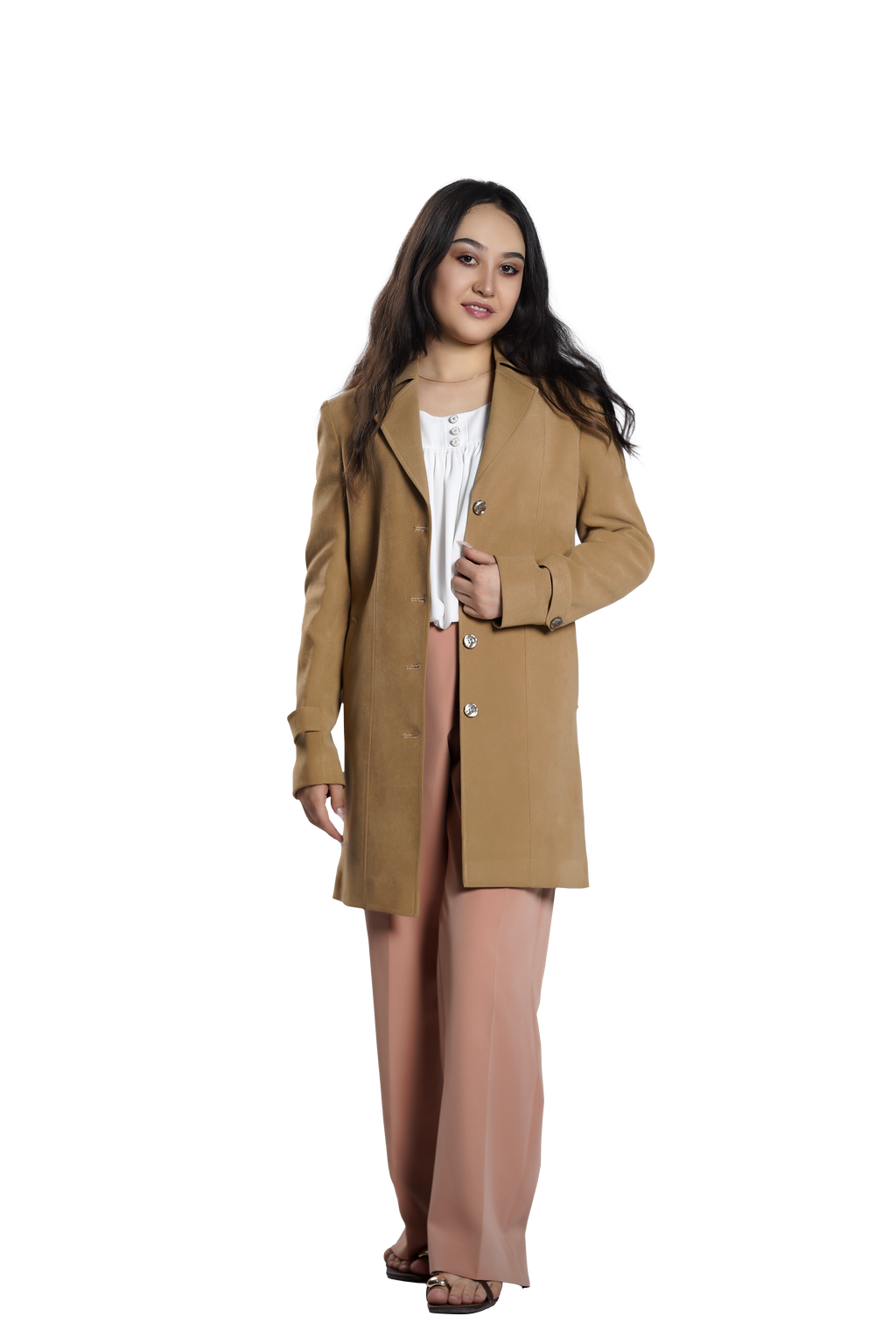 Camel Tailored Women's Mid-Length Coat