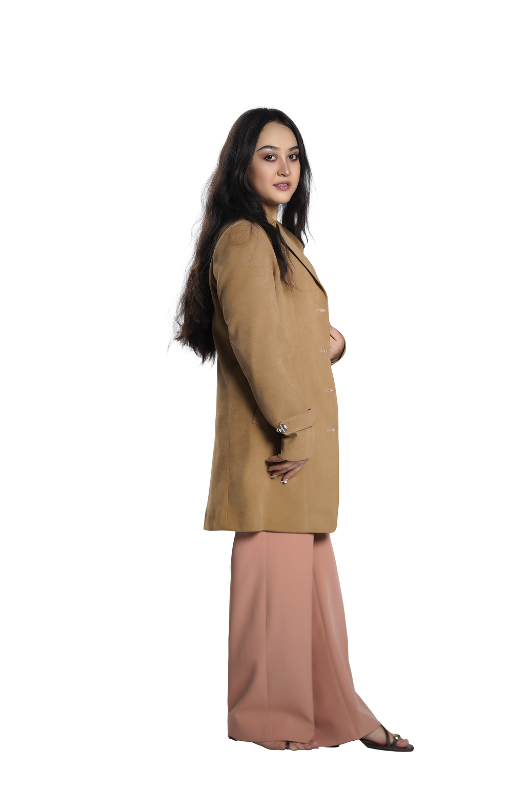Camel Tailored Women's Mid-Length Coat