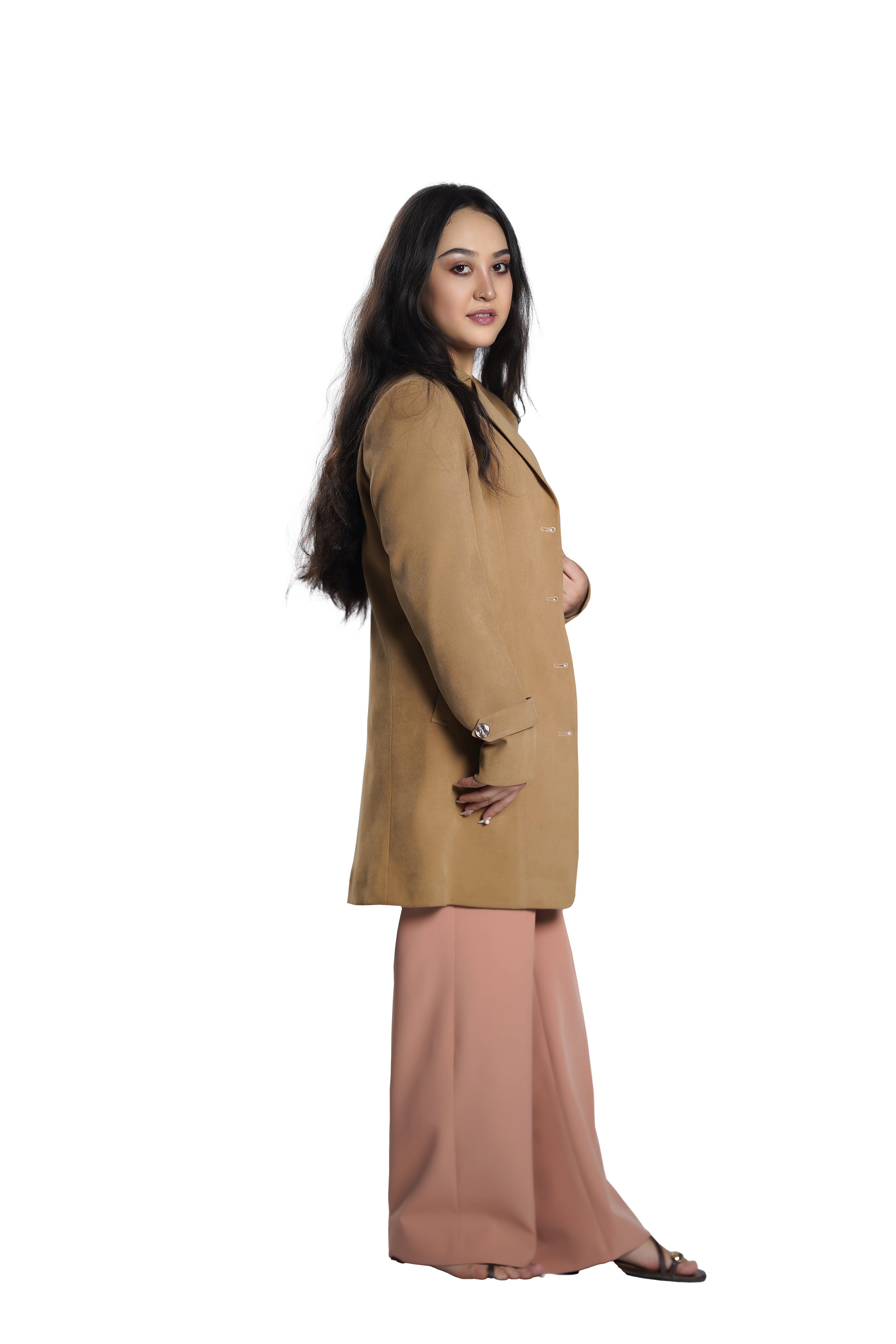 Camel Tailored Women's Mid-Length Coat