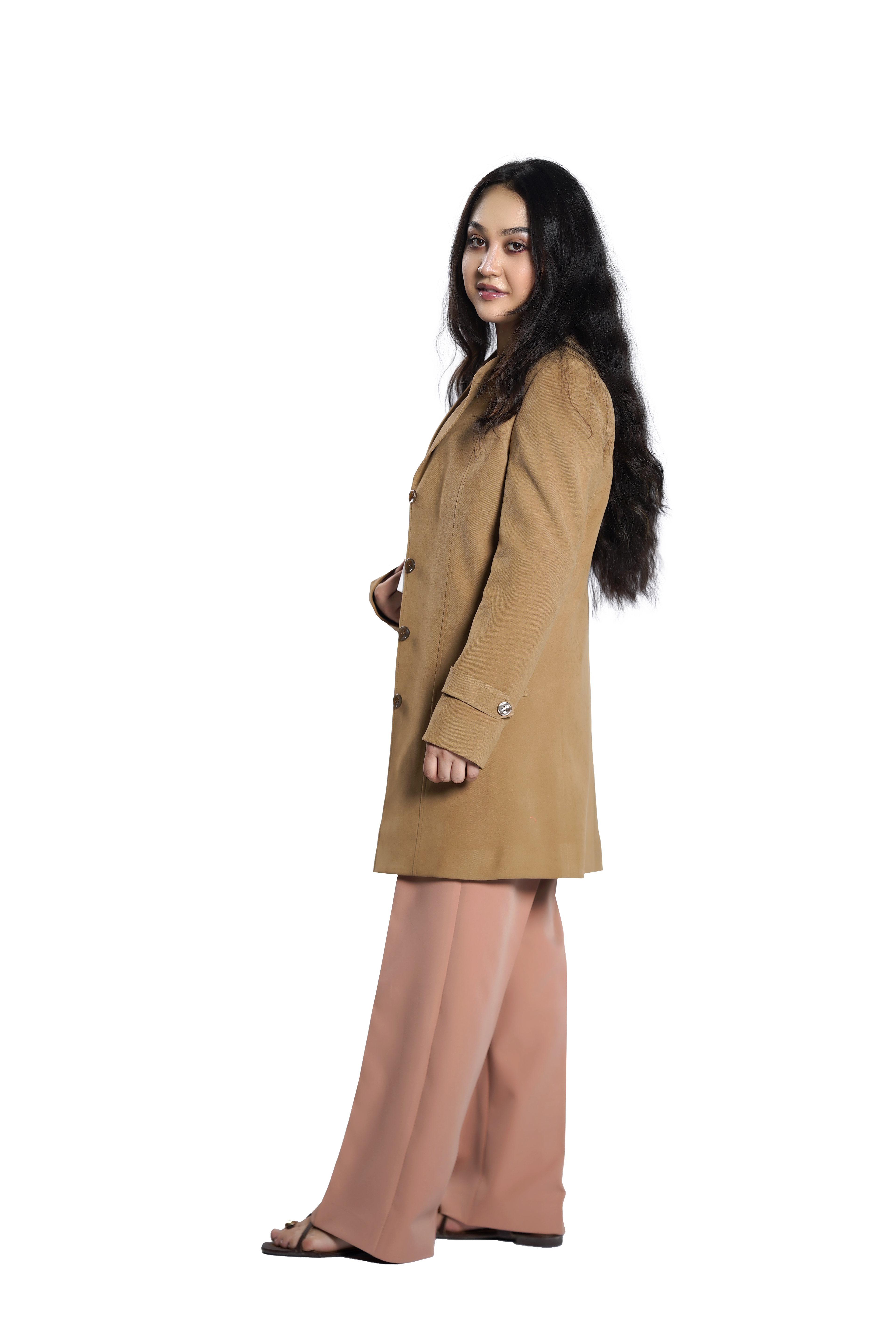 Camel Tailored Women's Mid-Length Coat