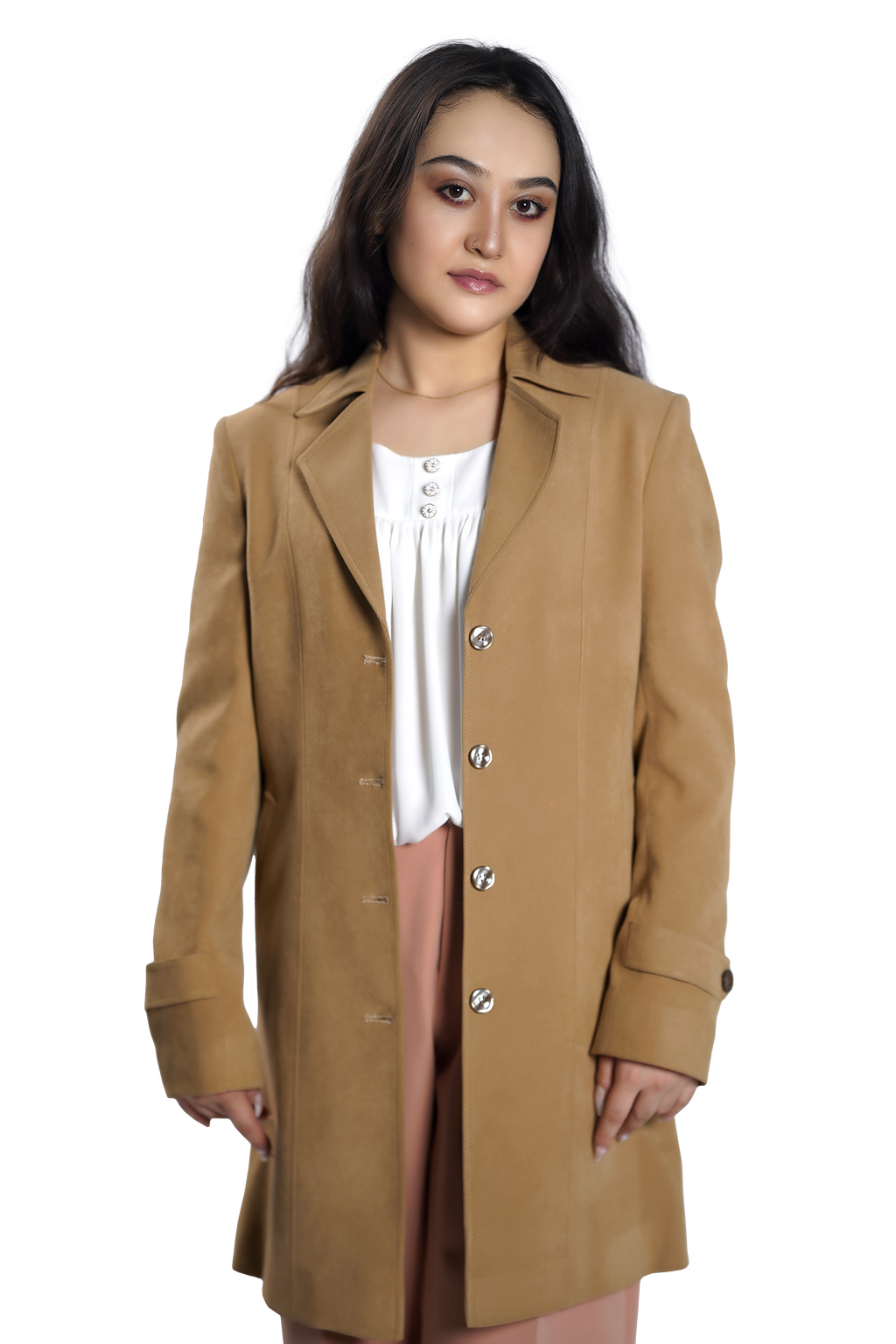 Camel Tailored Women's Mid-Length Coat