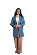 Sky Blue Double-Breasted Women's Coat