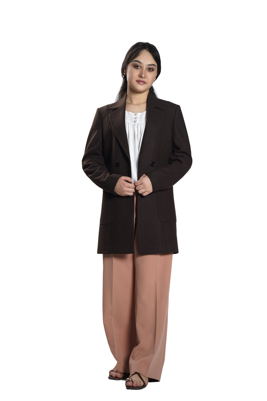 Women's Classic Chocolate Brown Longline Blazer