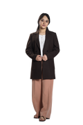 Women's Classic Chocolate Brown Longline Blazer
