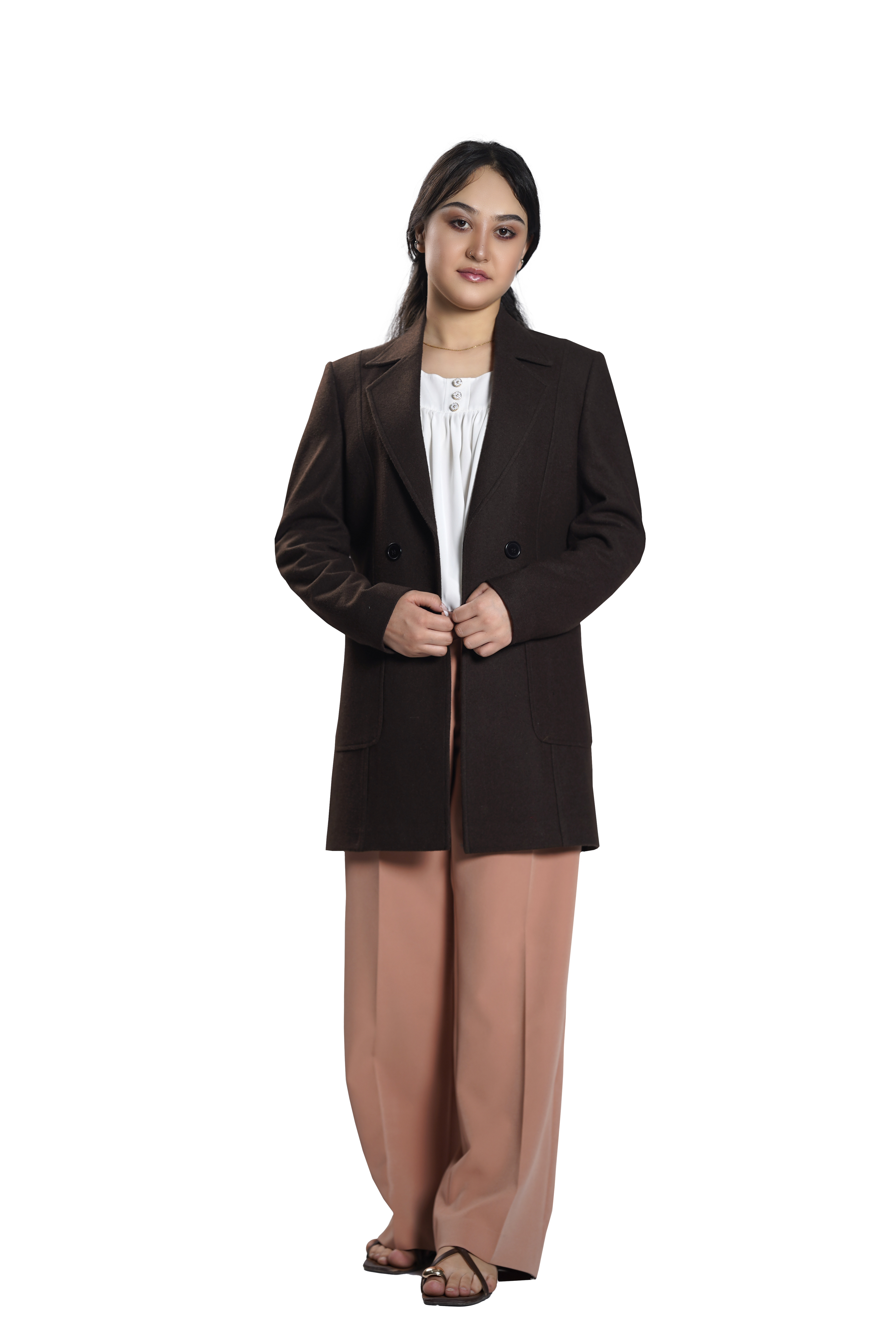 Women's Classic Chocolate Brown Longline Blazer