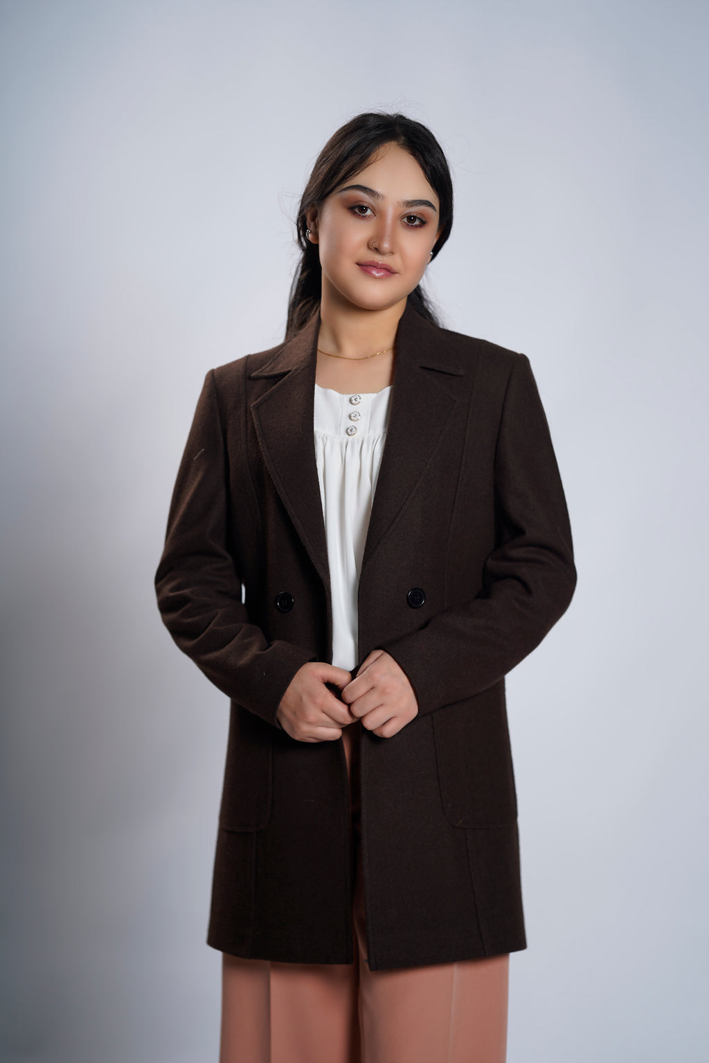 Women's Classic Chocolate Brown Longline Blazer