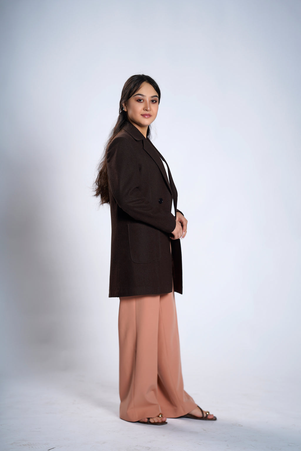 Women's Classic Chocolate Brown Longline Blazer