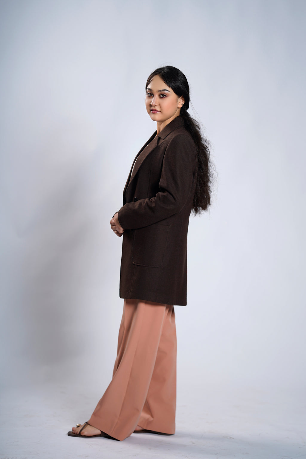 Women's Classic Chocolate Brown Longline Blazer