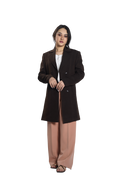 Women's Double-Breasted Chocolate Brown Longline Blazer