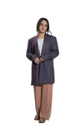 Women's Heather Mauve Double-Breasted Longline Blazer
