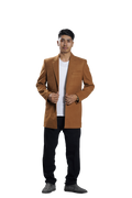 Men's Camel light Brown Blend Overcoat – Classic Tailored Mid-Length Winter Coat