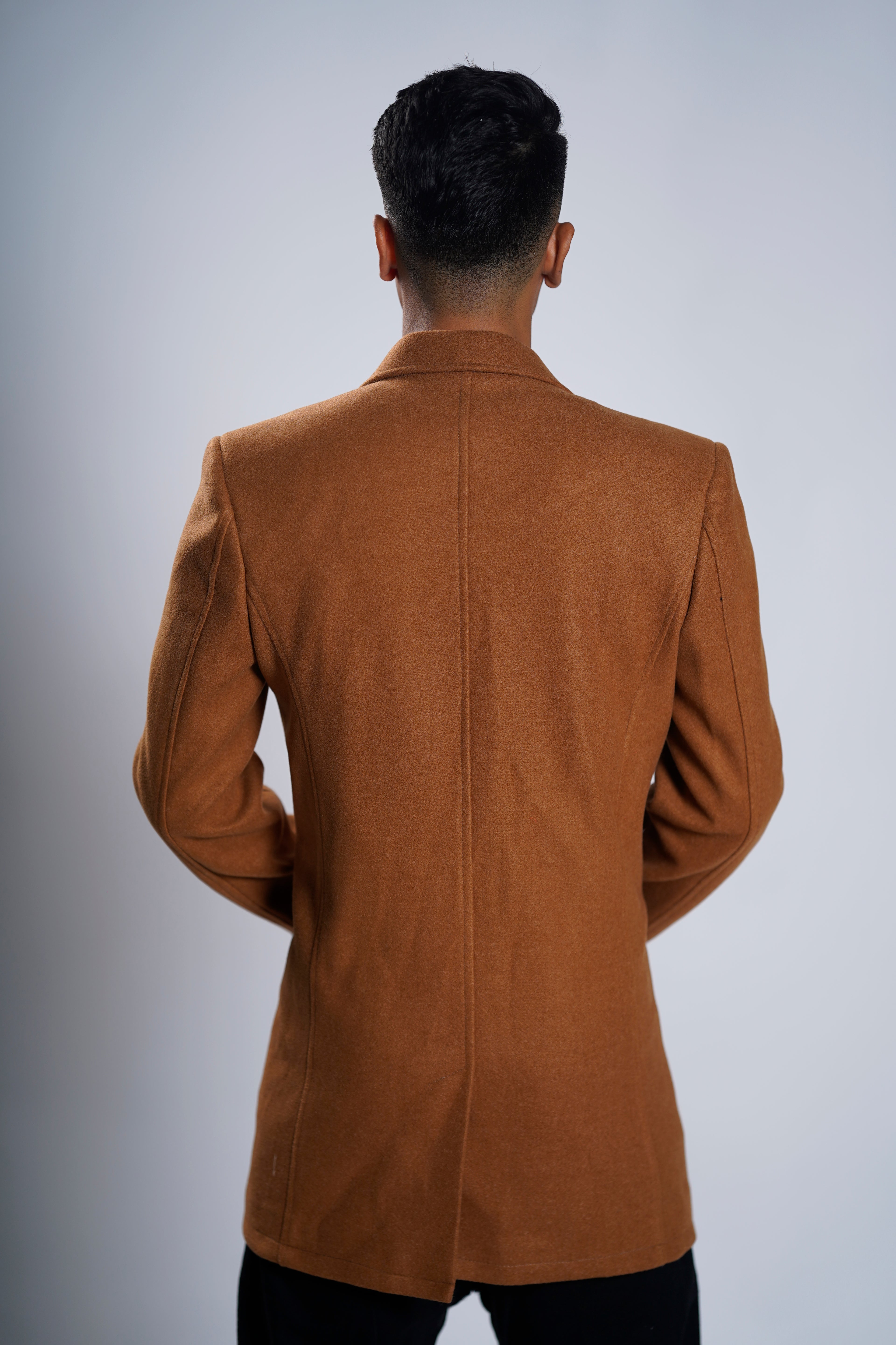 Men's Camel Wool Blend Overcoat – Classic Tailored Mid-Length Winter Coat