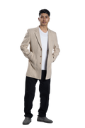 Men's Beige Wool Blend Overcoat – Classic Tailored Mid-Length Winter Coat