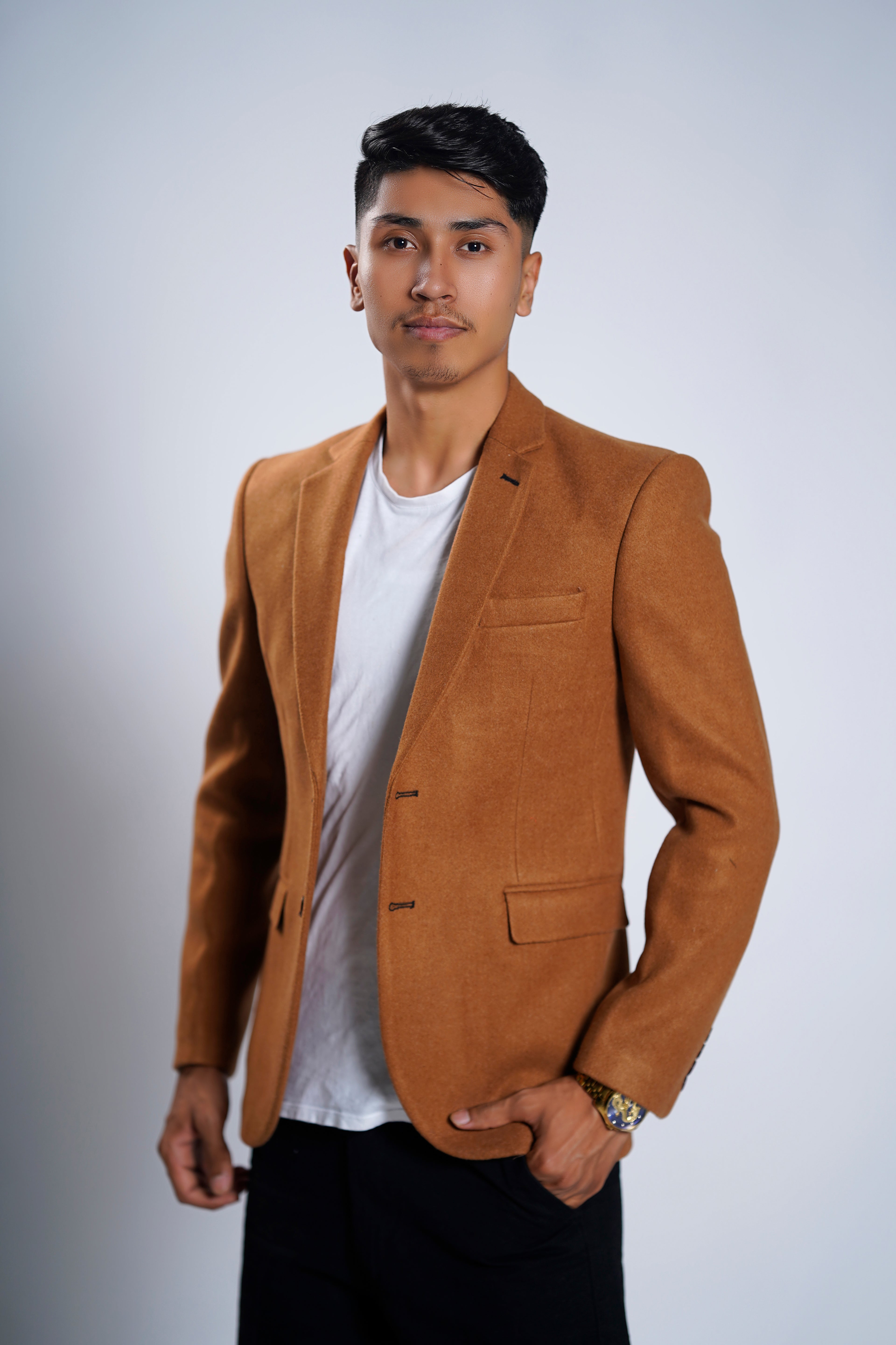 Men's Camel Light Brown Slim Fit Blazer – Classic Formal & Smart Casual Suit Jacket