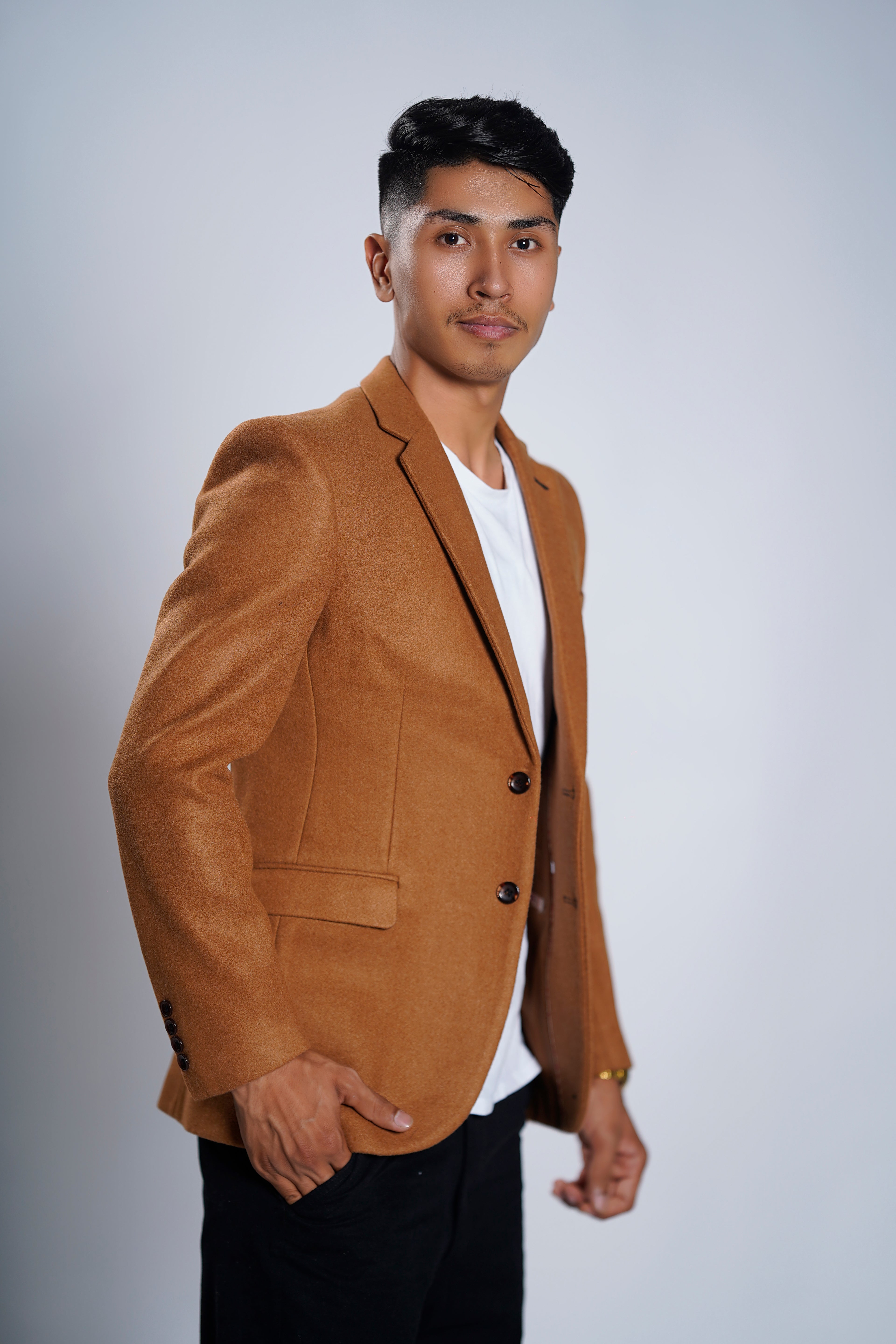 Men's Camel Light Brown Slim Fit Blazer – Classic Formal & Smart Casual Suit Jacket
