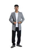 Men's Light Grey Wool Blend Overcoat – Classic Tailored Mid-Length Winter Coat