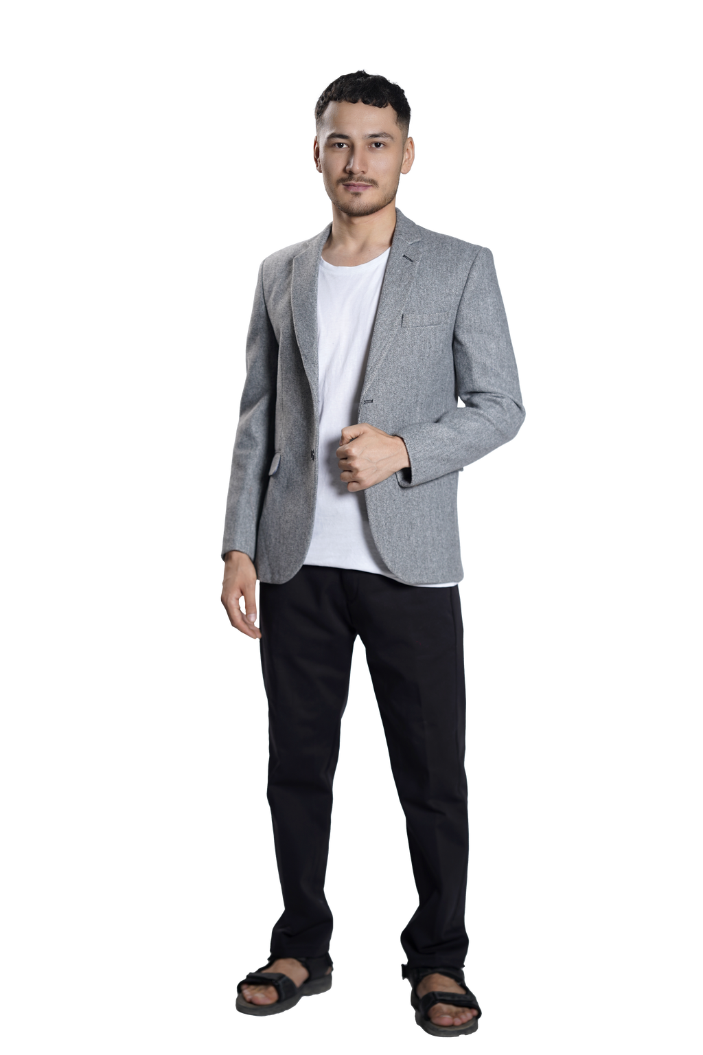 Men's Light Grey Textured Blazer – Slim Fit Formal & Smart Casual Jacket