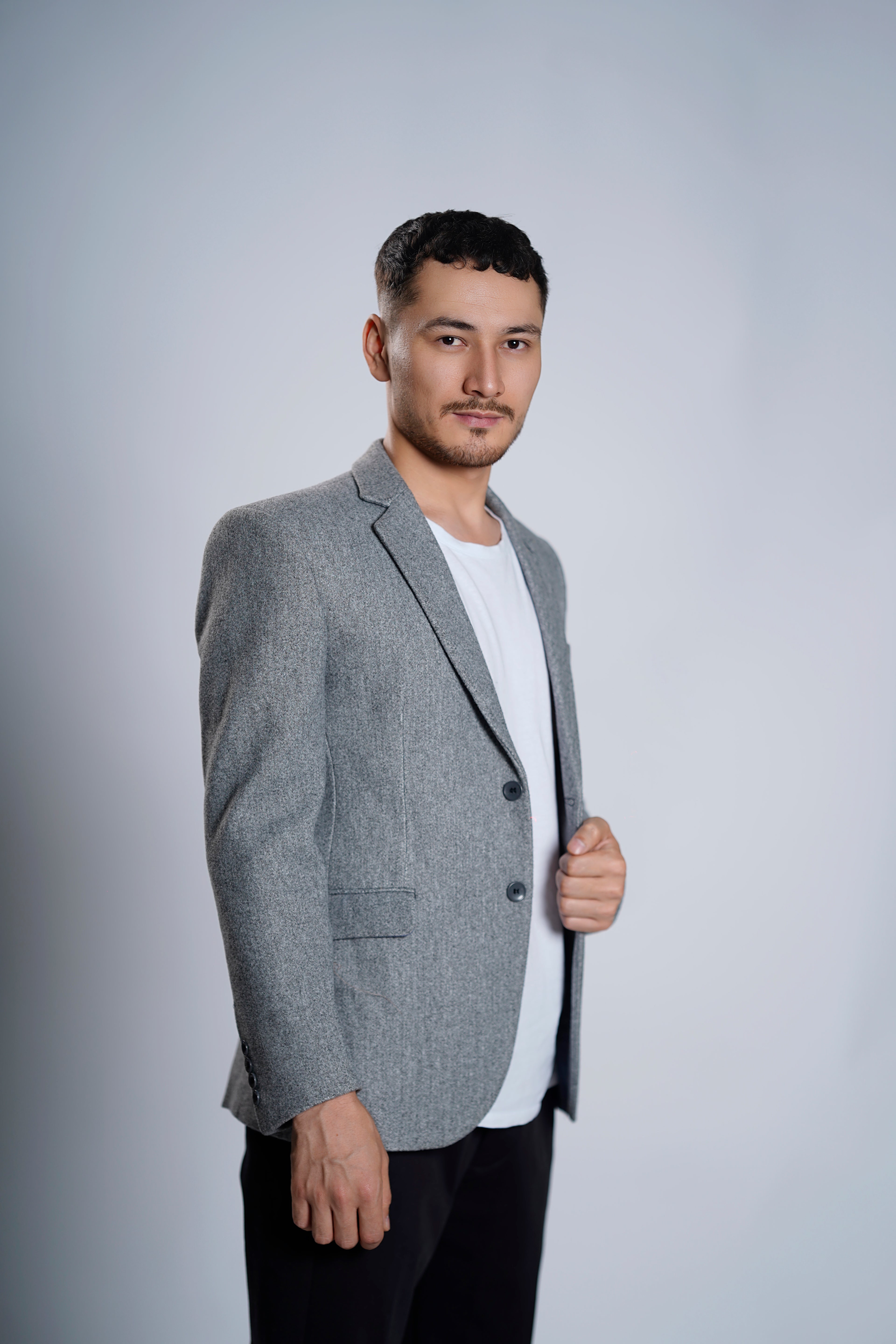 Men's Light Grey Textured Blazer – Slim Fit Formal & Smart Casual Jacket