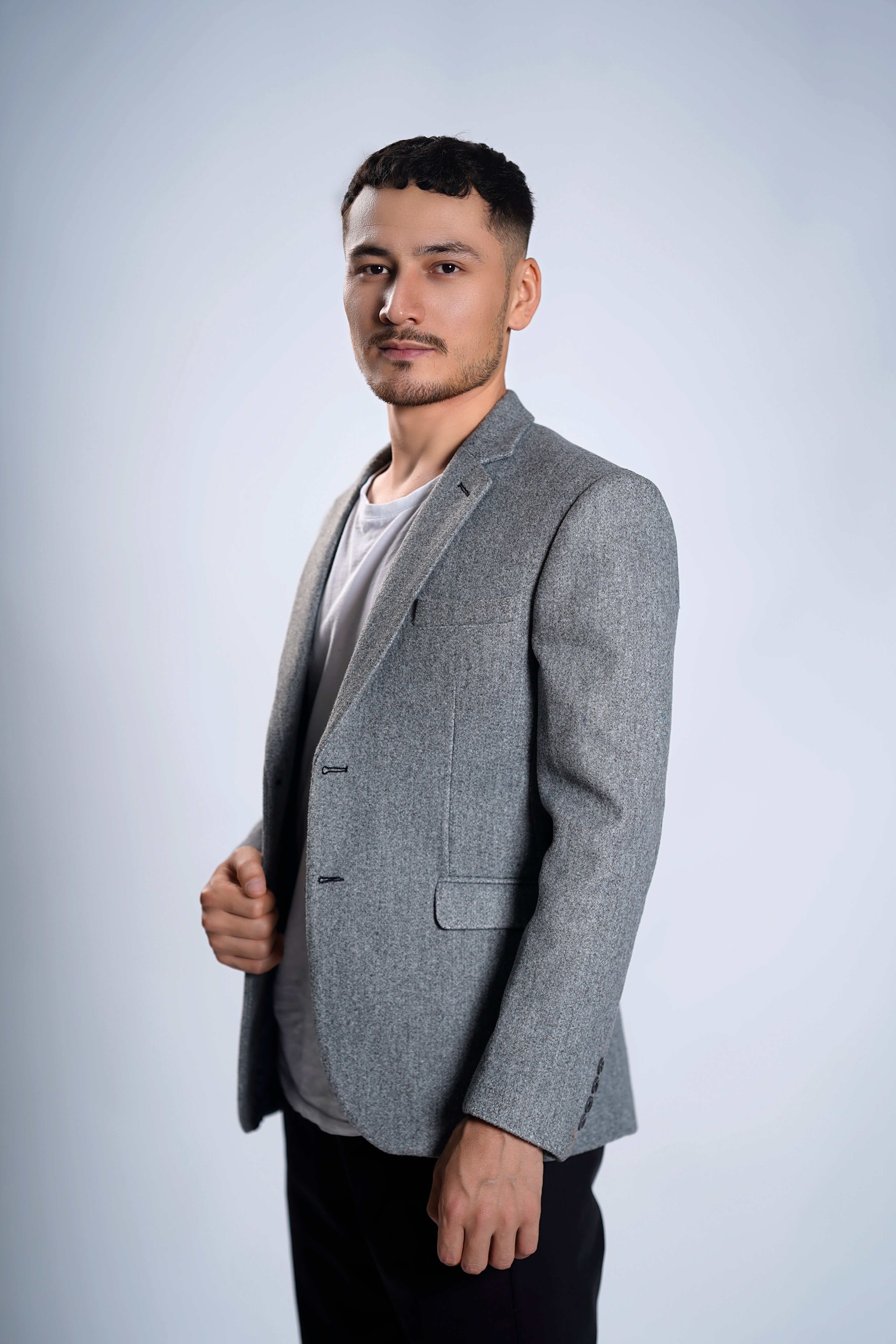 Men's Light Grey Textured Blazer – Slim Fit Formal & Smart Casual Jacket