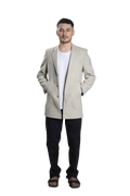 Men's Cream Wool Blend Overcoat – Classic Tailored Mid-Length Winter Coat