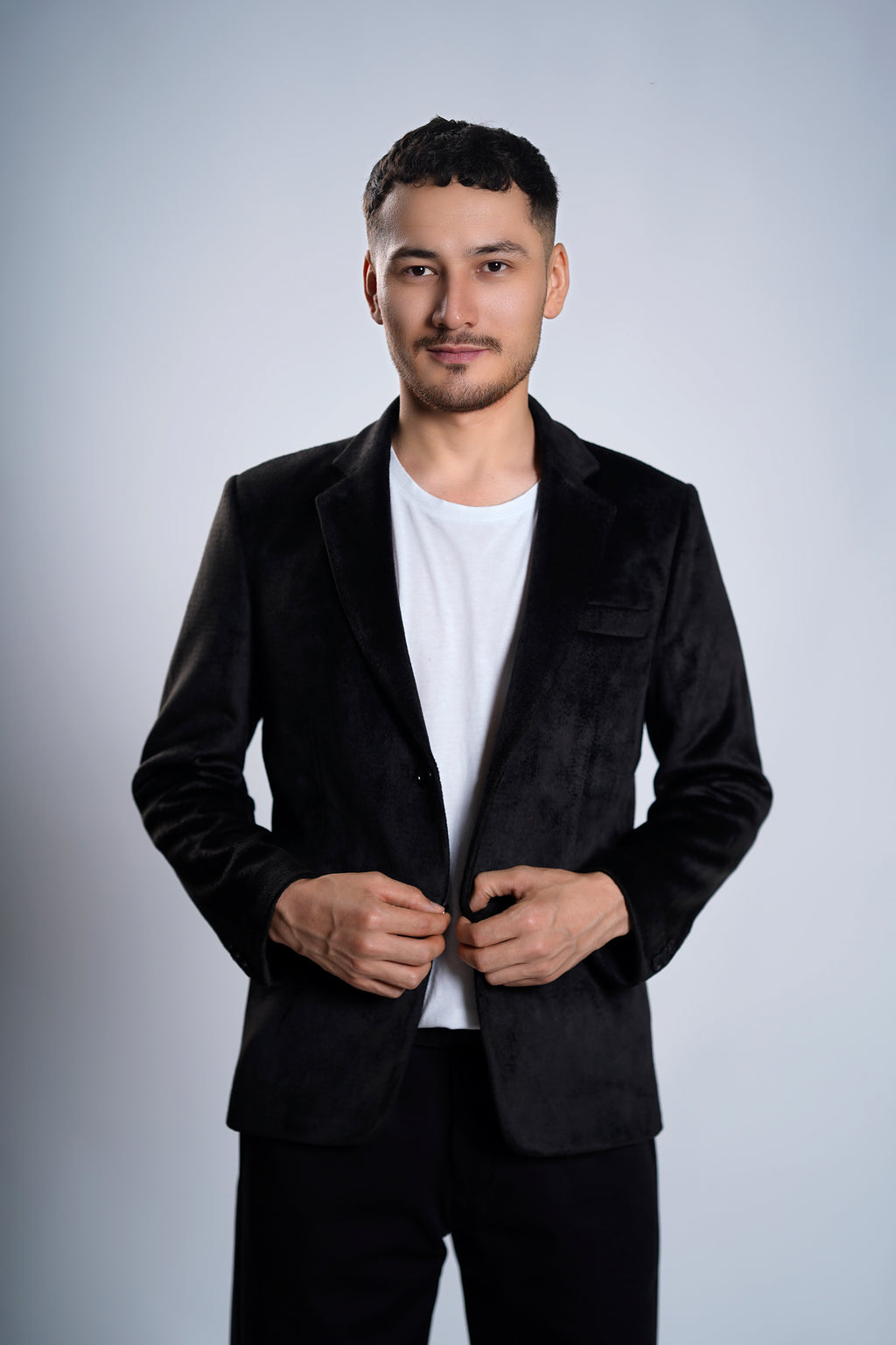 Men's Classic Black Velvet Blazer – Slim Fit Formal Party Jacket