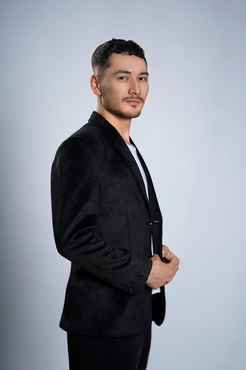 Men's Classic Black Velvet Blazer – Slim Fit Formal Party Jacket