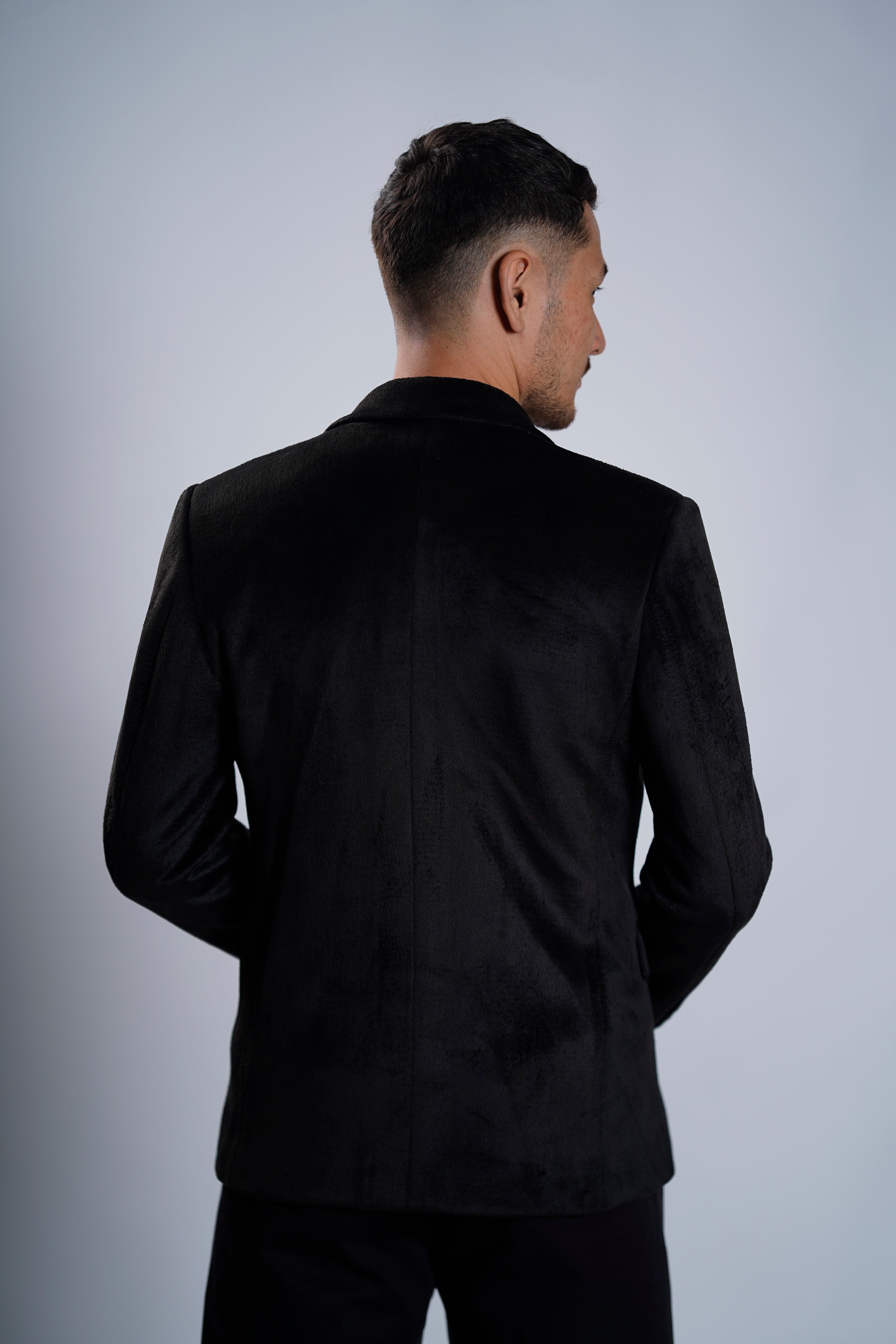 Men's Classic Black Velvet Blazer – Slim Fit Formal Party Jacket