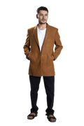 Men's Camel Brown Wool Blend Overcoat – Classic Tailored Mid-Length Winter Coat